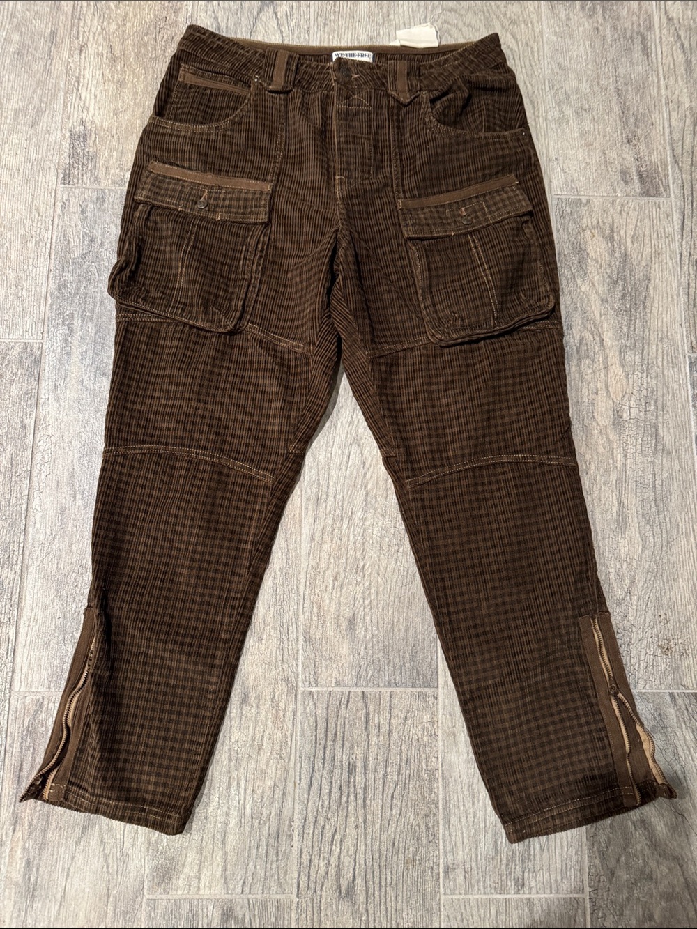 We The Free Brown Corduroy Cargo Straight Leg Pants